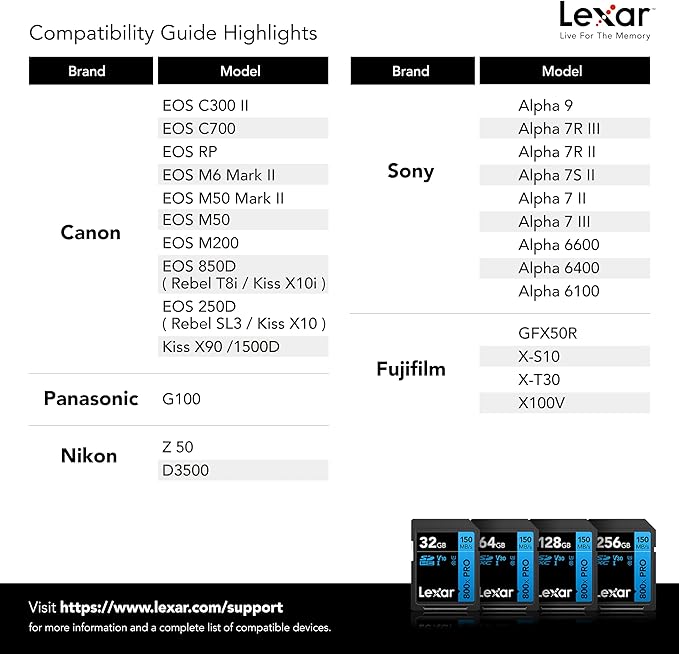 Lexar 128GB High-Performance 800x PRO SD Card, UHS-I, C10, U3, V30, 4K, Up to 150MB/s Read SDXC Memory Card, for Point-and-Shoot & Mid-Range DSLR Cameras, HD Camcorders (LSD0800P128G-BNNNU)