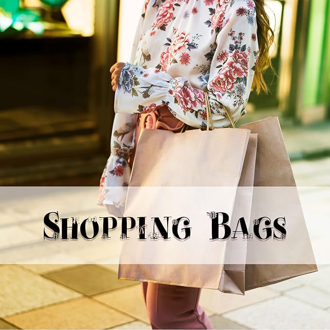 COGLARING 50Pcs White Gift Bags with Handles - 11x5.9x11 Inch Kraft Paper Bag Bulk for Weddings, Parties, Retail & Gift Wrapping - White Paper Bags