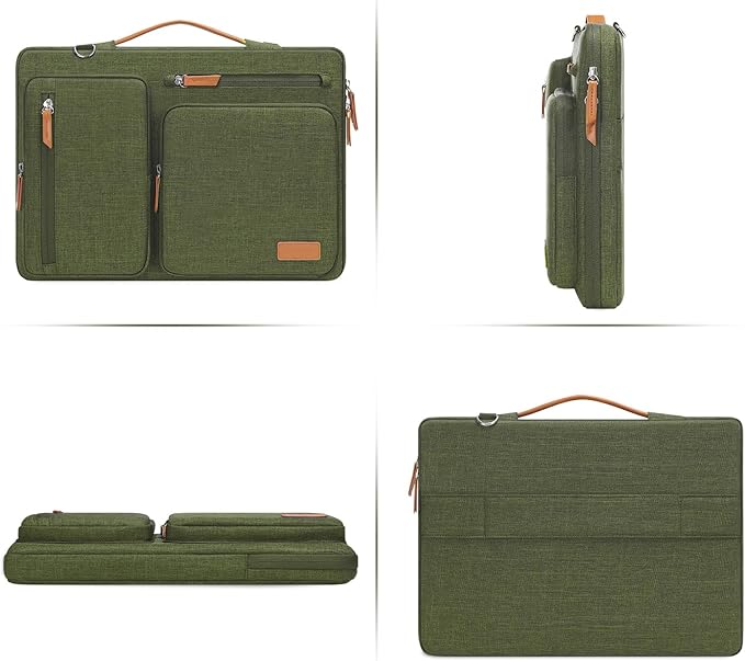 MOSISO 360 Protective Laptop Shoulder Bag,17-17.3 inch Computer Bag Compatible with MacBook, HP, Dell, Lenovo, Asus Notebook,Side Open Messenger Bag with 4 Zipper Pockets&Handle, Olive Green