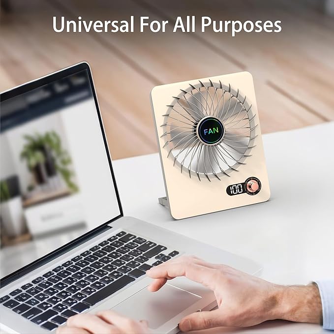 Mini Portable Fan, Silent Rechargeable Desk & Handheld with Adjustable Speeds & Angles, Long-Lasting Battery, Light Personal Wireless Cooling for Office, Bedroom, Classroom, Travel