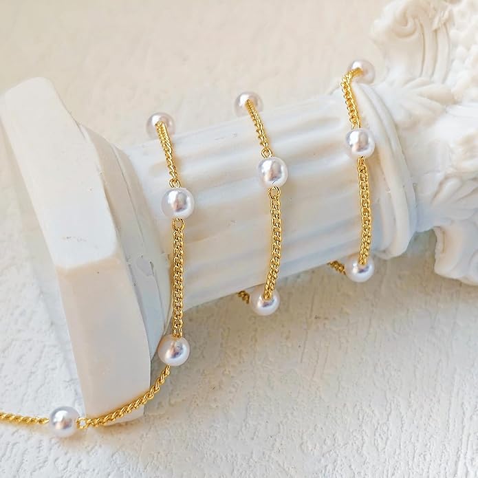 OGD Gold Pearl Necklaces Set for Women 14K Gold Plated Dainty Layered Pearl Cute Daisy Pearl Choker Gold Necklace Gifts for Women Gold Trendy Jewelry Gifts