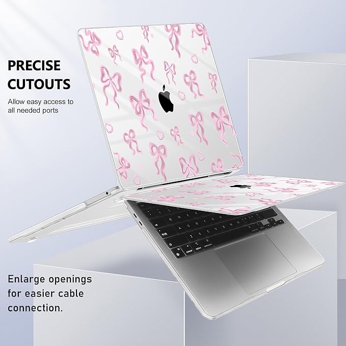 May Chen for MacBook Pro 13 inch Case 2022 2021 2020 Release A2338 M2 M1 A2289 A2251, Plastic Crystal Hard Shell Case Cover for MacBook Pro 13 inch Touch Bar Fits Touch ID, Heart Bow