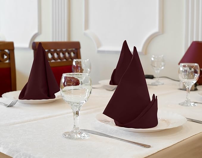 Utopia Kitchen Burgundy Cloth Napkins [12 Pack, 18x18 Inch] Absorbent Cotton Blend Washable and Reusable for Dinner, Restaurant, Lunch, Wedding and Hotel
