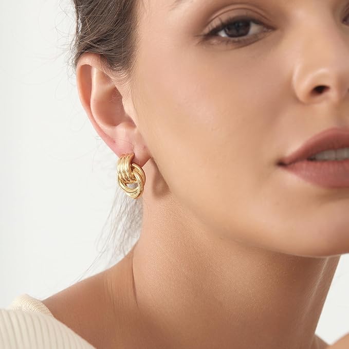 Knot Link Statement Earrings for Women, Drop Dangle Geometric Knot Earrings, Women's Jewelry-M Size