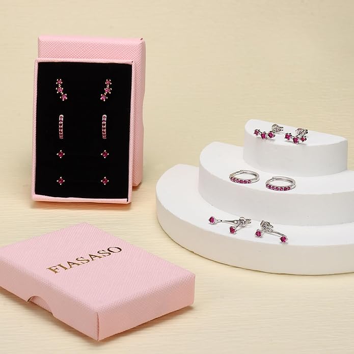 FIASASO 3 Pairs 925 Sterling Silver Hypoallergenic Earrings for Women Trendy - 14K Gold Plated Stud Hoop Cartilage Earrings Set Small Earring Stacks for Sensitive Ears Non Tarnish Dainty Silver Earring