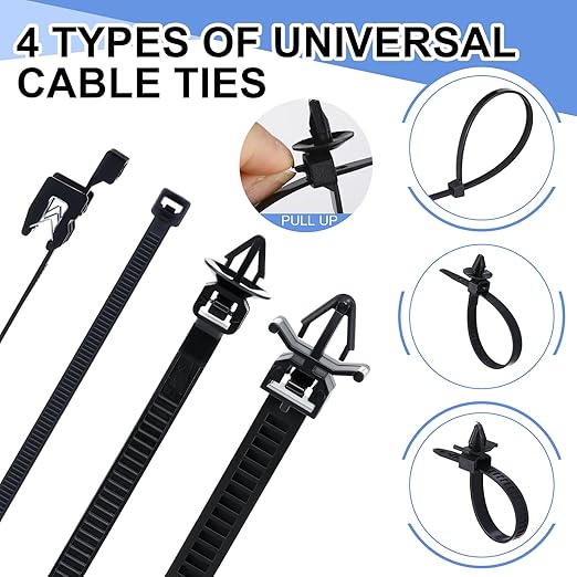 200pcs Car Wire Loom Routing Clips Push Mount Cable Tie Assortment 15 Sizes Car Harness Routing Clips Universal Wiring Harness Clip Replacement Parts for Automotive