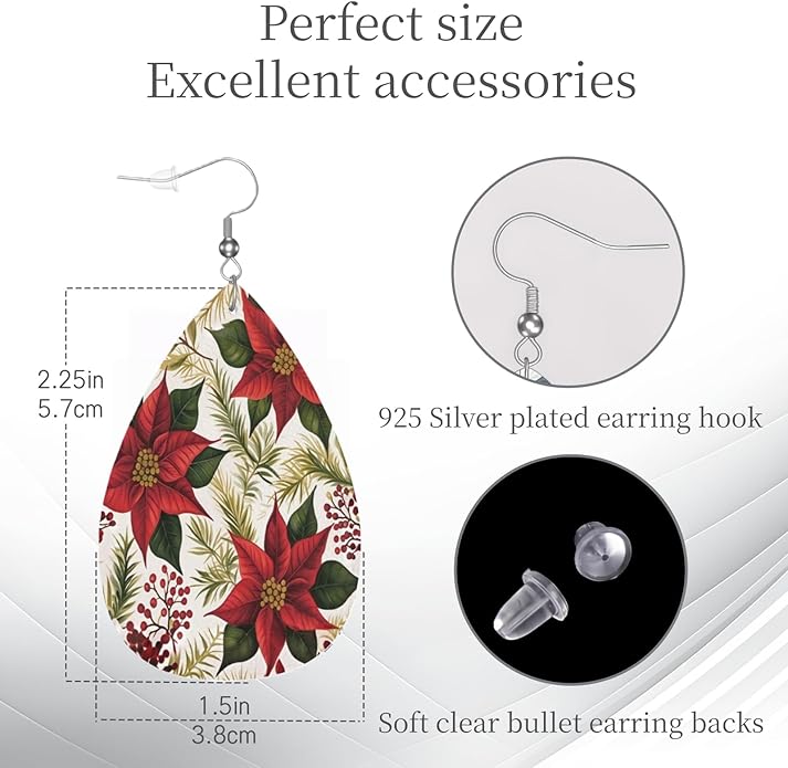Teardrop Style Leather Earrings Outer Layer Silver Plating Hypoallergenic, Fashion Accessories Suitble Casual Outfits Parties Daily Wear for Sister Mom Wife Friends
