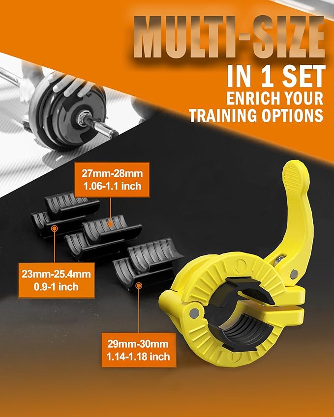 MAXRICH Barbell Clamp 1 inch Multiple Sizes & Adjustable Weight Clips for Quick Release Barbell Collars