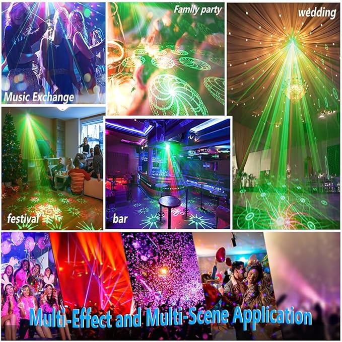 Party Lights Dj Disco Lights,Lamp Sets Strobe Stage Light Sound Activated Laser Light Stage Projector with Remote Control for Gift Parties Decorations Christmas Halloween Club Karaoke KTV Bar