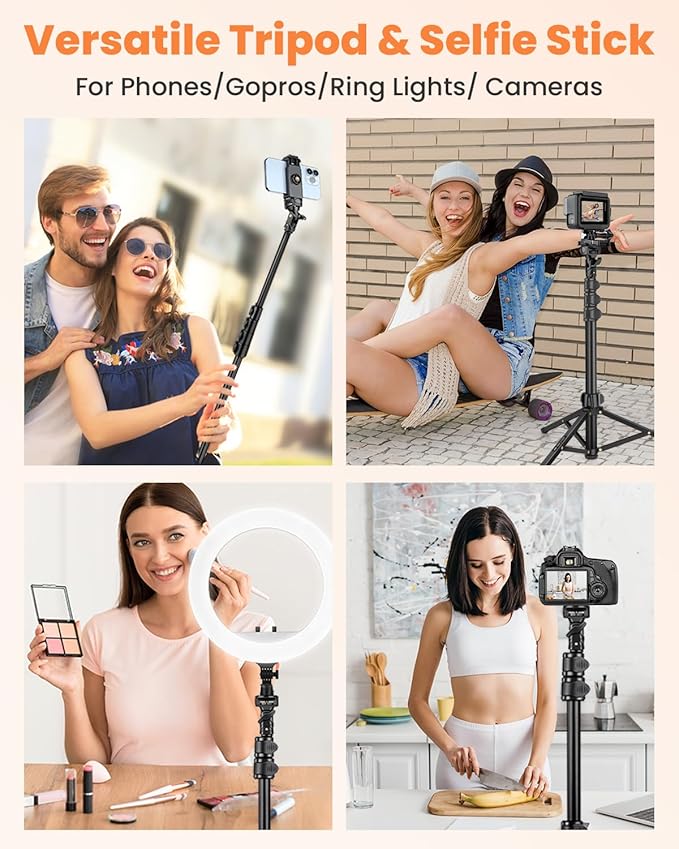 Victiv 71" Phone Tripod, Camera Stand Tripod with Remote and Phone Holder, Sturdy & Stable, Height Adjustable Selfie Stick Mode, Perfect for Selfies Video Recording/Cooking/Vlog/Photo