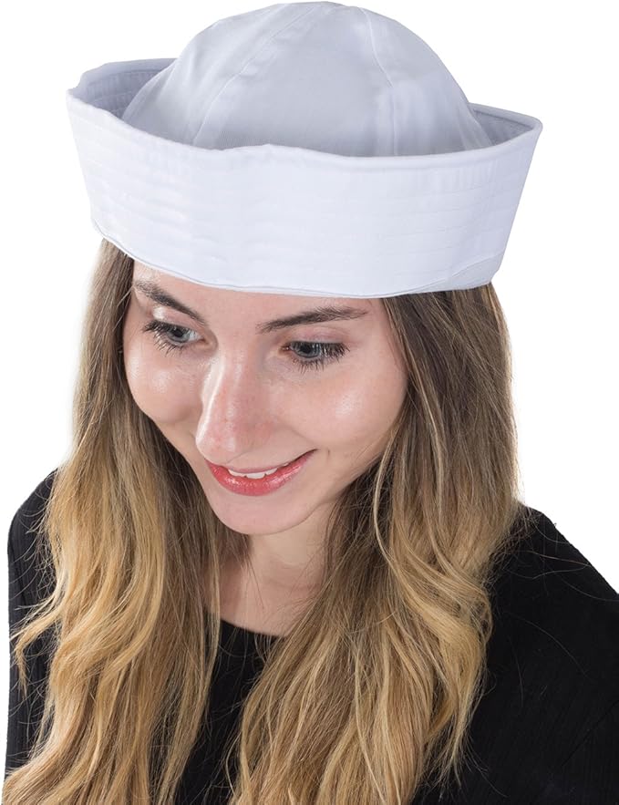 Funny Party Hats White Sailor Cap - Nautical Yacht Hat - Gob Hat - Costume