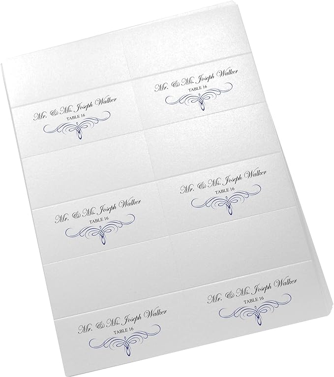 Decadent Flourish Printable Place Cards, Navy (Choose Color), Set of 150 (25 Sheets), Laser & Inkjet Printers - Wedding, Party, Dinner, and Special Events - Made in the USA