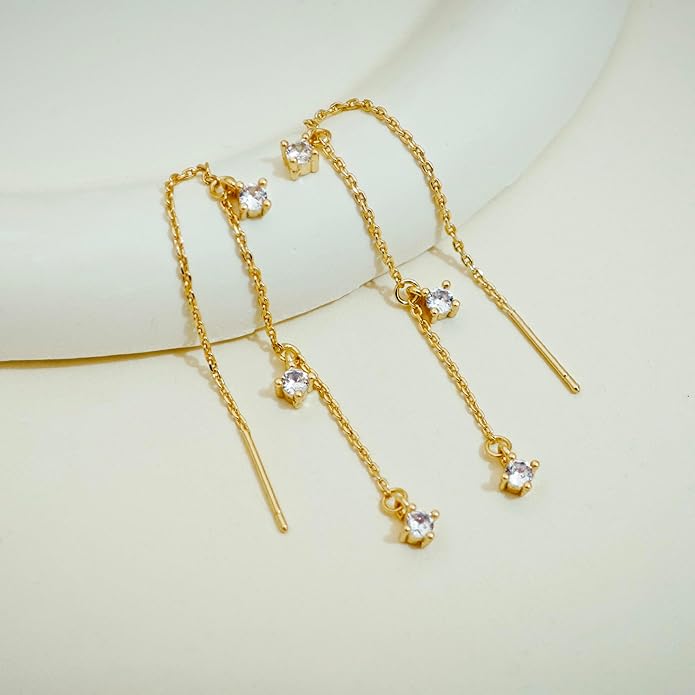 Gold Earrings for Women Trendy, Simple Dainty 14K Gold Plated Paperclip Square Chain Link Dangle Hoops Earrings Pin Stud Huggie Earrings Lightweight Hypoallergenic Minimalist Aesthetic Gold Jewelry for Christmas Gifts