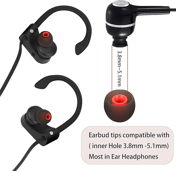 Earbud Replacement Tips Silicone Earbud Tips Eartips Fit Most in-Ear Earbuds(Inner Hole 3.8mm -5.1mm) Headphone Rubber Tips Earbud Covers 9 Pairs S M L