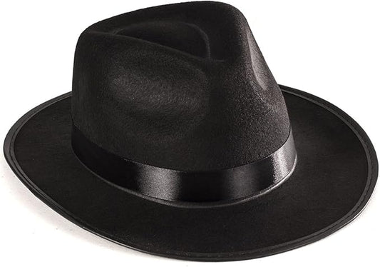 Funny Party Hats Black Gangster Hat - Black Fedora Hats - Costume Hats - Costume Accessories