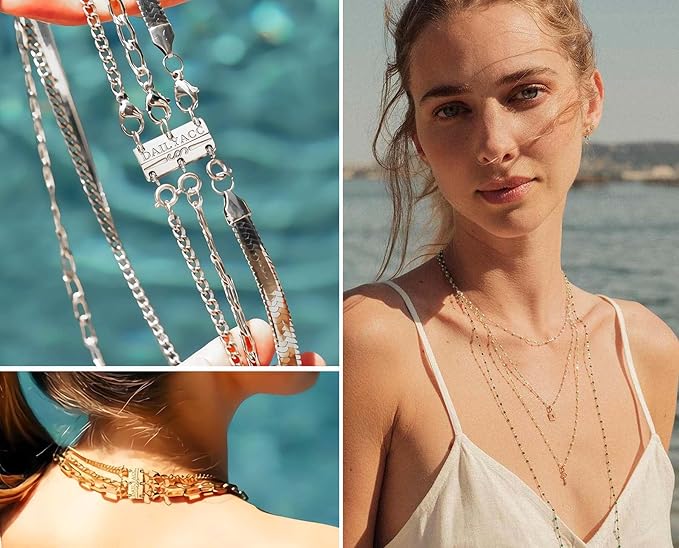 Dailyacc Layering Magnetic Necklace Clasp,18 K Gold and Silver Separator for Stackable Necklaces