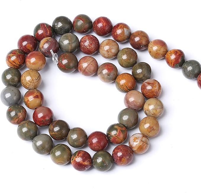 6mm 60pcs Natural Picasso Jasper Beads Healing Power Stones Round Loose Gemstone Beads for Jewelry Making DIY Bracelet Necklace 15"