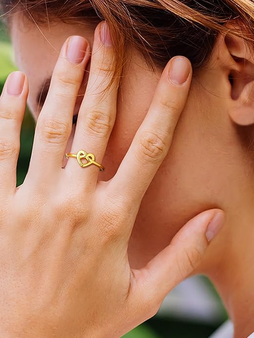 Bestyle 925 Sterling Silver Ring for Women, Minimalist Claddagh Ring Celtic Knot Ring for Women, Irish Promise Wedding Band, Gold/Rose Gold Vermeil Women Band Ring, Stackable, Gift for Her