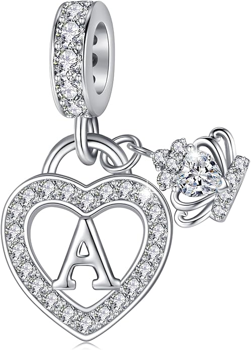 Letter Charms for Charms Bracelet: Silver Heart Alphabet Initial Dangle Charms Bead for Bracelets and Necklaces, Birthday Mother's Day Christmas Jewelry Gifts For Women