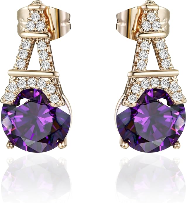 Alphabet Earring for Women, 18K Gold Plated Brass with Cubic Zirconia.