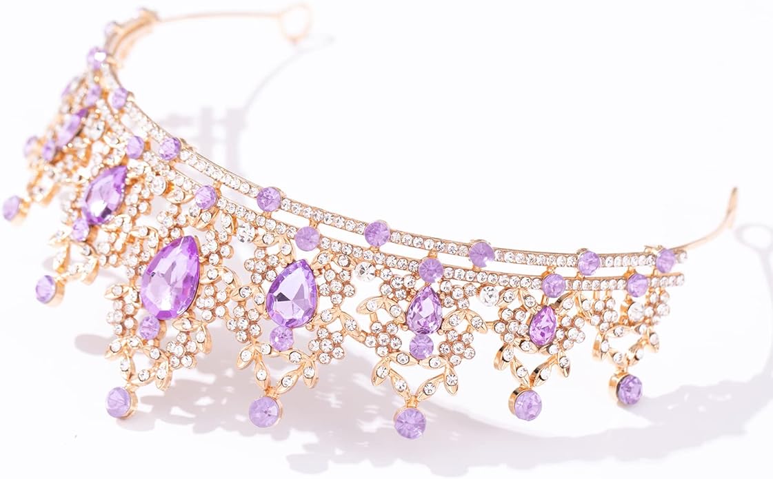 FORSEVEN Crystal Tiaras for Women, Wedding Tiaras and Crowns for Women Tiaras for Birthday Party Princess Crown Hair Accessories Bride Rhinestone Halloween Decorations Headband