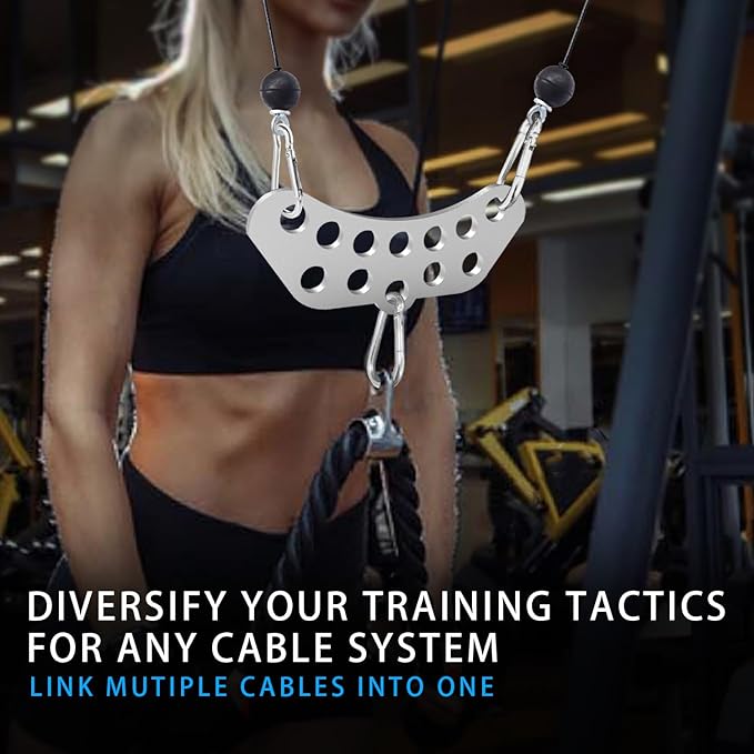 Double to Single Adaptor Plate for Cable Pulley Machines Durable Solid Stainless Steel with 3 Carabiners Suitable for Dual Cable Machines LAT Pulldown, Shoulder & Biceps Exercises