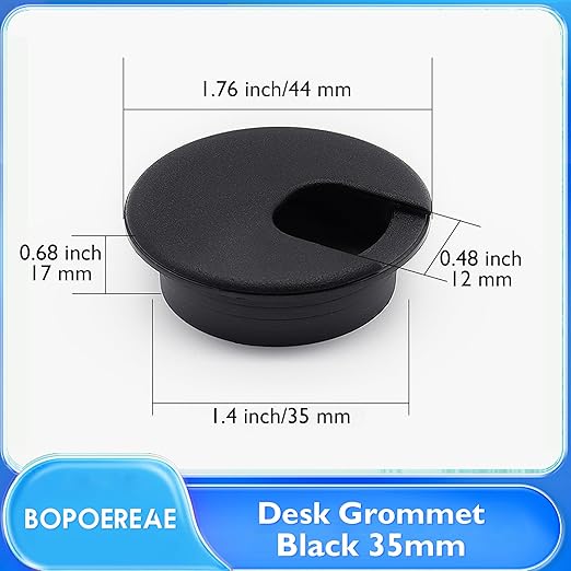 Desk Grommet 1-3/8" (35 mm), Desk Cord Hole Cover, Cable Grommet ABS Plastic, Desk Hole Grommet for Office and Home Table Cable, Detachable Cable Cord Organizer (Black 8 Pcs)