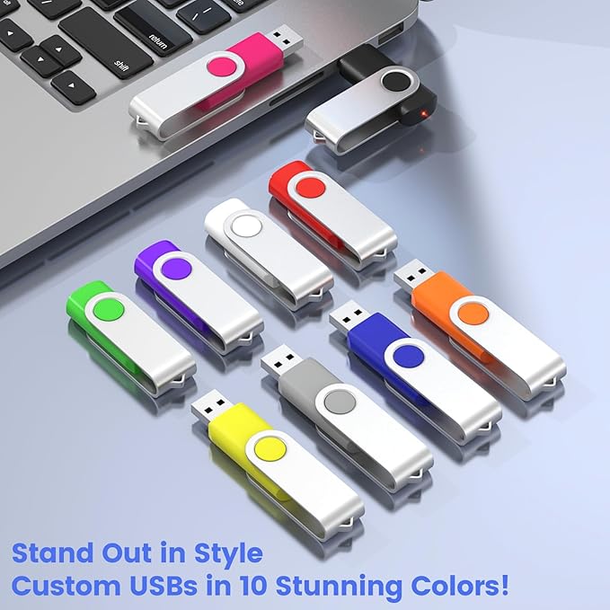 ABLAZE Custom Flash Drive 256MB 100 Pack, Personalized USB Drives Custom USB 2.0 Thumb Drives 100 Pack Memory Stick (Mixcolors)