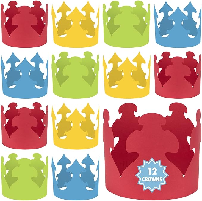 Hygloss Bright Colors Paper Crowns 12 Pack - Paper Crowns for Kids to Decorate - Craft Activity - Blank Crown for Adults - Perfect for Parties, Celebrations - DIY Crown Crafts
