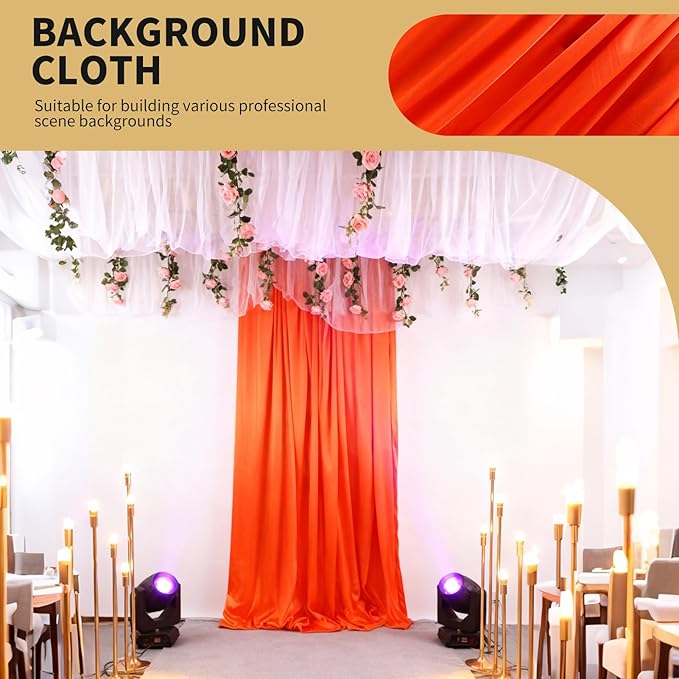 5x10FT Photo Stage Backdrop 2 Panels Curtains Drapes for Photography and Party (Orange)