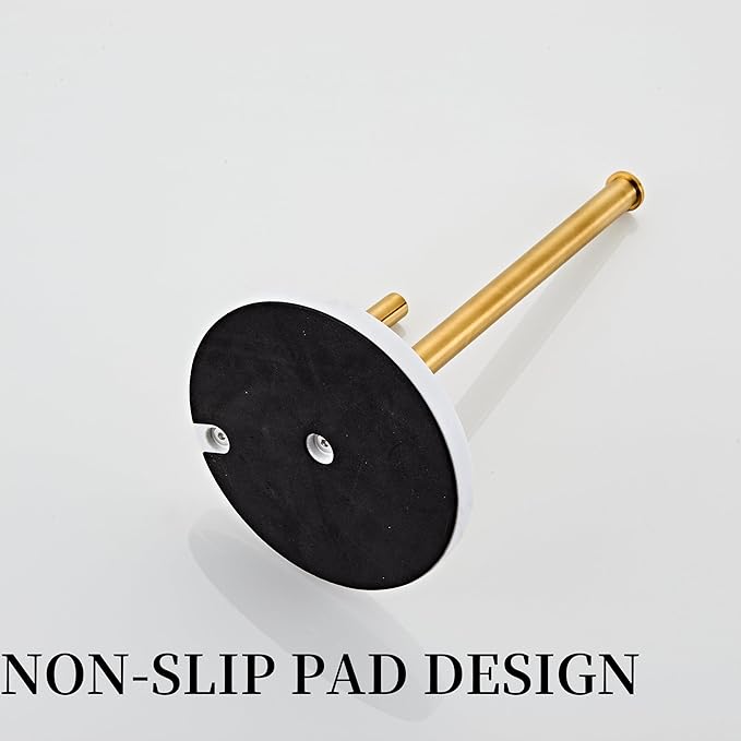Brushed Gold Paper Towel Holder,Stainless Steel Paper Towel Holder for Kitchen Roll Organize, Standard or Jumbo-Sized Roll Paper, Countertop Roll Dispenser with Marble Base