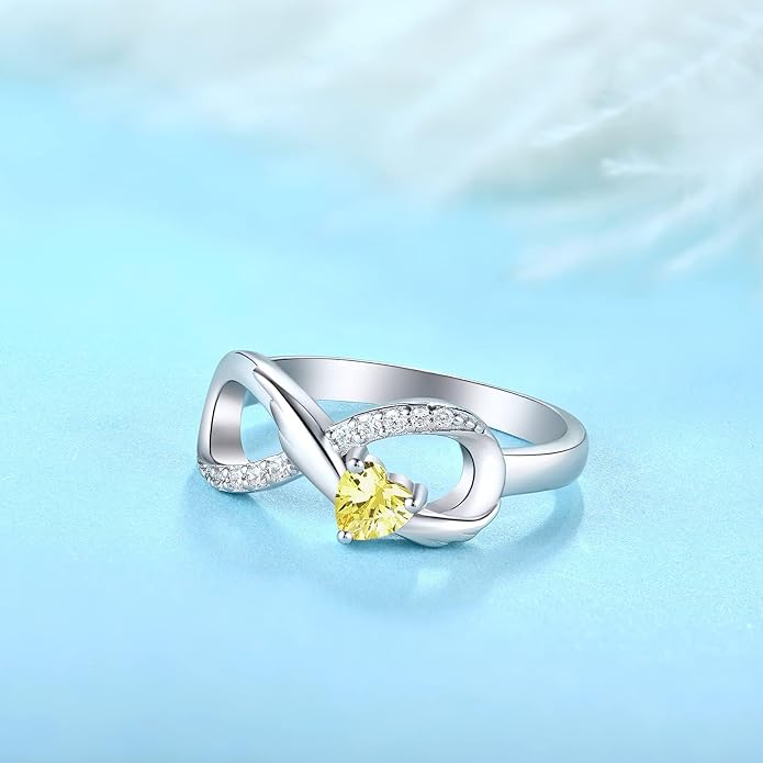 STARCHENIE Infinity Promise Ring 925 Sterling Silver Angel Wings Heart Ring for Women Size 5-10