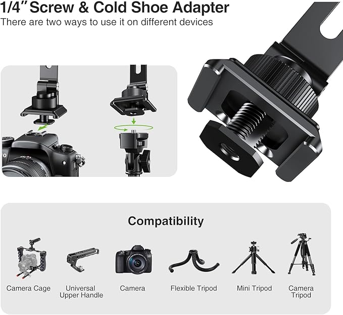 elitehood Aluminum Tripod Phone Mount Adapter for DJI RS 4 Mini, Magnetic Smartphone Tripod Mount with Arca-Standard & Hot Shoe Plate for Camera, Cold Shoe Phone Mount Fit iPhone 16 15 14 Series