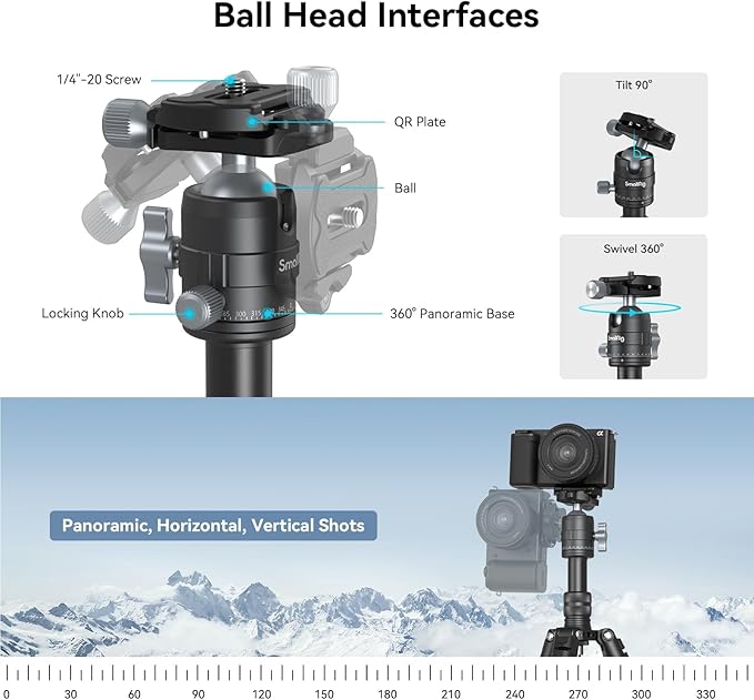 SmallRig VT-20 Aluminum Mini Tripod, 20" Desktop Tripod with 360° Ball Head, Compact Desktop Tripods for DSLR Camera Video Camcorder, Load up to 13lb/6kg