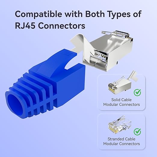 CableGeeker 100-Pack Cat7 / Cat8 RJ45 Strain Relief Boots, RJ45 Boot, Cat 6 Boot, Cat6 Ethernet Boots, Suitable for 8.5mm(0.33in) Ethernet Cables (Square-Press Blue)
