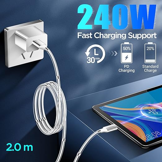 AICase Magnetic Charging Cable, Type C to Type C (6.5 FT) Super Organized Charging Magnetic Absorption Nano Data Cable for Samsung S23/S22/S21/S20 Ultra, MacBook Pro/Air, iPad Pro 12.9 11 Air Mini