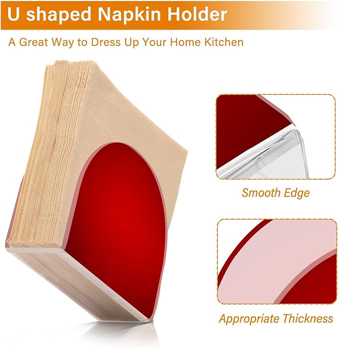 Napkin Holder, Plain Red Solid Color Napkin Holder for Table Standing Napkin Holders for Table, Kitchen & Dining Room Decor