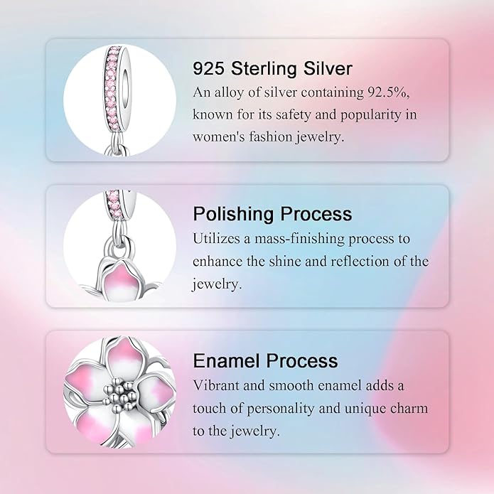 Birthday Fashion Love Heart Dangle Charm 925 Sterling Silver Charms fits Bracelets and Necklace Pendant Bead Charms Jewelry Present for Women Family Friends