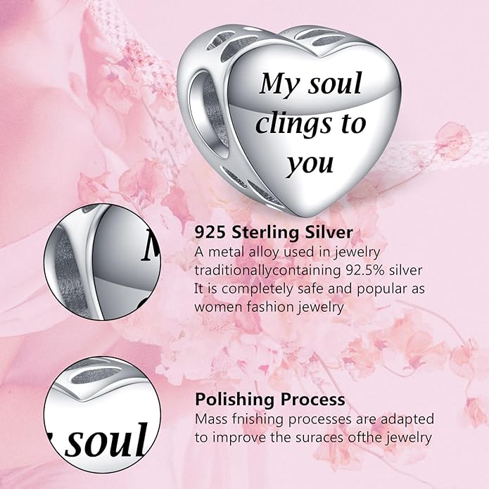 Annmors Personalized Photo Charms For Bracelets/Necklace 925 Sterling Silver Love Heart Shaped Engraved Customize Picture Gift for Birthday Mother's Day,Bead Charms Jewelry for Women