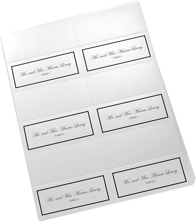 Single Line Border Printable Place Cards, Black (Choose Color), Set of 60 (10 Sheets), Laser & Inkjet Printers - Wedding, Party, Dinner, and Special Events - Made in the USA