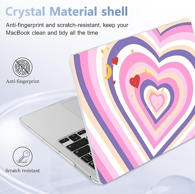 Case for MacBook Pro 13 inch with/Without Touch Bar (2016-2022, M2 A2338 M1 A2289 A2251 A2159 A1989 A1706 A1708), Hard Shell + Keyboard Cover + Dust Plug, Wildflower Heart