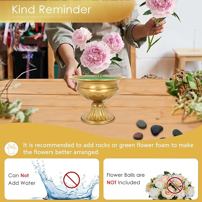 Gold Pedestal Vases for Centerpieces: Wedding Flower Vase for Tables 5 Inch Small Metal Compote Bowl Vase for Birthday Party Anniversary Event Home Decoration Set of 10