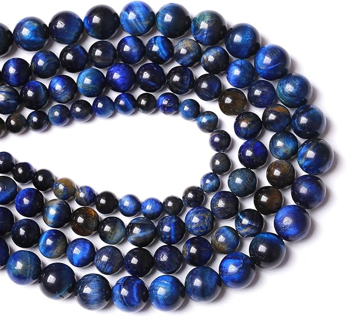 Lapis Lazuli Blue Tiger Eye Beads Natural Stone Round Loose Beads Energy Gemstone Healing Power for Jewelry Making 1 Strand 6mm 60pcs 15"