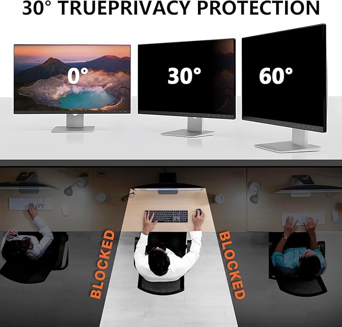【2-Pack】 23.8 Inch Computer Privacy Screen for 16:9 Monitors with Anti-Spy Anti-Glare Filter, Blue Light Blocking & Eye Protection, Removable Anti-Scratch HD Clarity Screen Protector