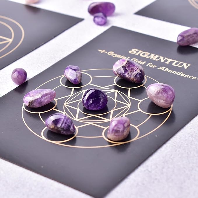 Polished Amethyst Crystal Chips Set, 0.4", 128 Pcs - Handpicked Tumbled Stones and Crystals Bulk for Healing, Reiki, Meditation, Witchcraft and Home Decor