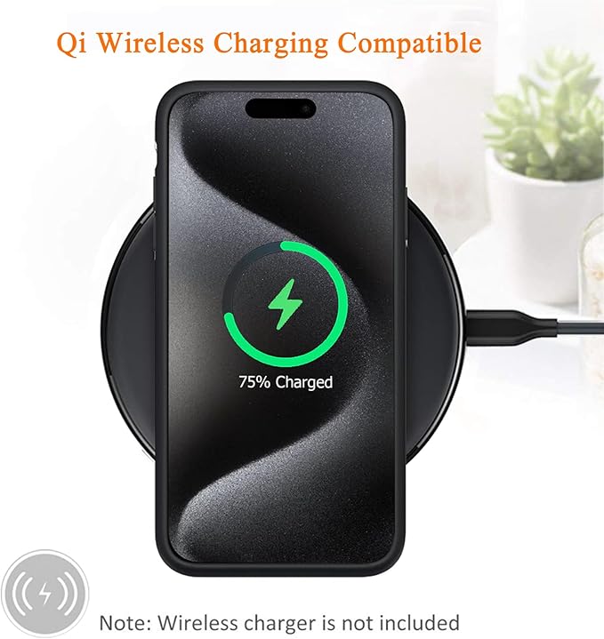 Battery Case for iPhone 15 Pro Max,12000mAh Rechargeable Portable Charging Case with Wireless Charging Compatible for iPhone 15 Pro Max (6.7 inch) with Carplay Extend Battery Pack Charger Case (Black)