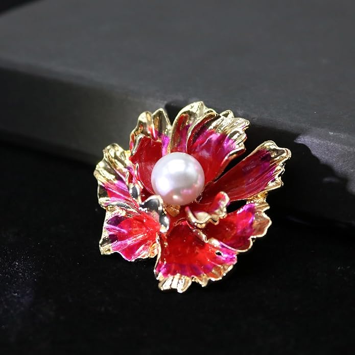 Crystal Pearl Flower Brooches Pins Fashion Beautiful Created Rhinestone Floral Brooch Good Idea for Party Dance Wedding Banquet for Elegant Women Girl