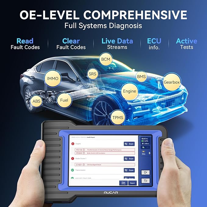 MUCAR OBD2 Scanner Diagnostic Tool, Bidirectional Scan Tool, All Systems 28+ Reset, Obd2 Scanner Bluetooth for Car with Active Test ECU Coding, FCA CAN-FD, Lifetime Free Update