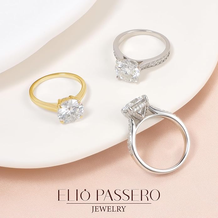 Moissanite Engagement Rings for Women,Promise Rings 925 Sterling Silver with 18K Yellow/White Gold Plated,D Color VVS1 Wedding Band Moissanite Ring 0.5/1/1.5/2/3/4CT