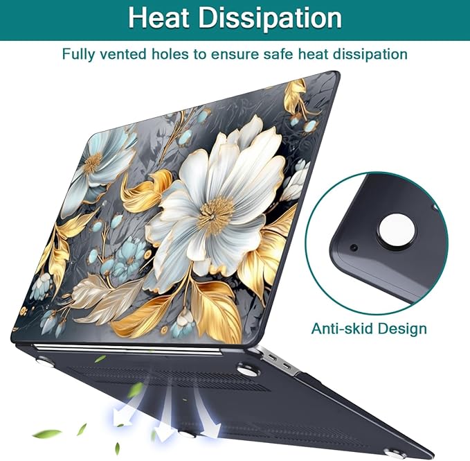 Teryeefi Pattern Hard Case Compatible with MacBook Air 13 inch Case 2021-2018 M1 A2337 A2179 A1932 with Retina Display, Plastic Hard Shell + Keyboard Cover + Screen Protector, W-Modern Abstract Art